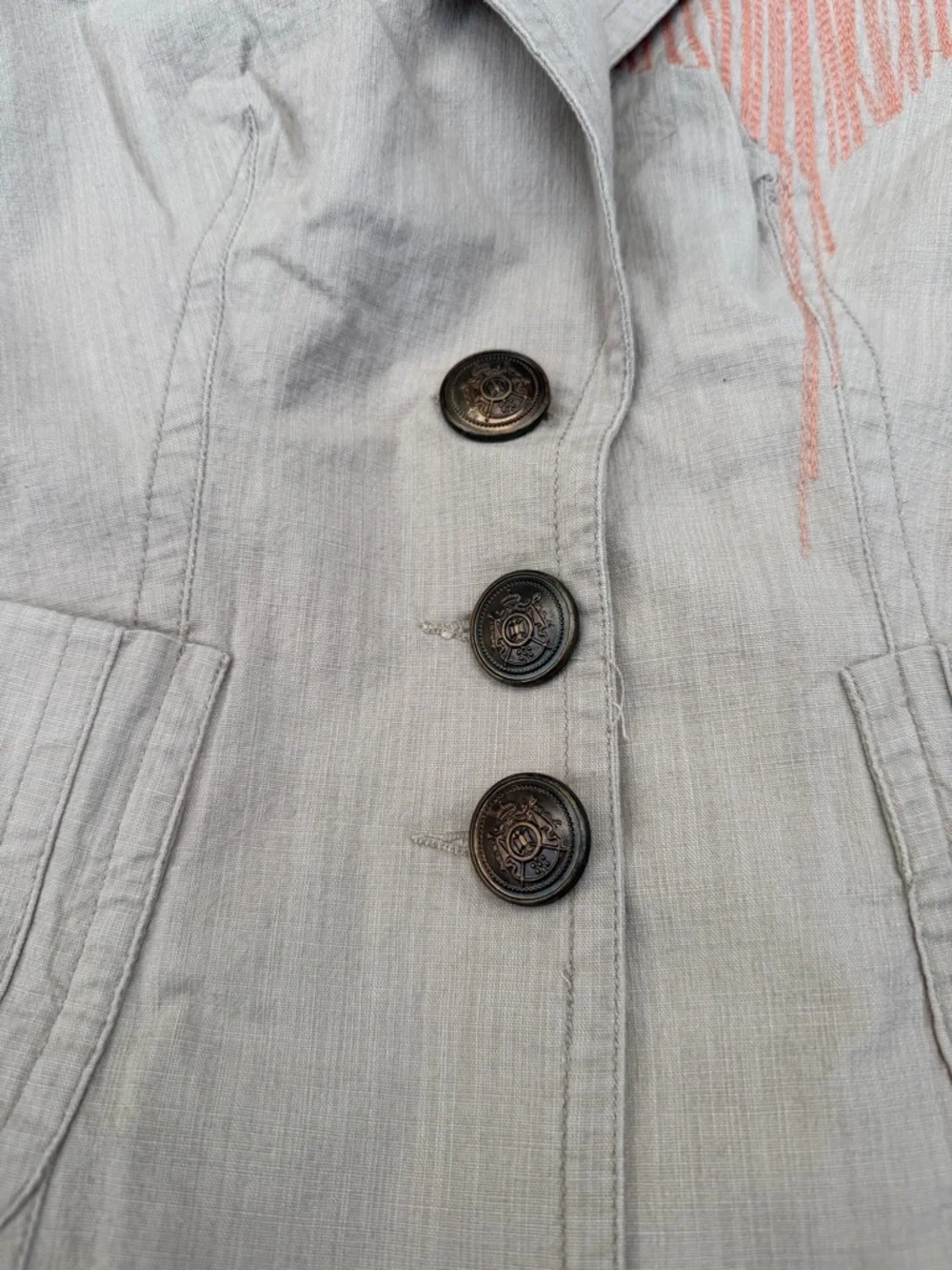 Love Stitch Vintage Boho Embroidered Cotton Blend Blazer Jacket Small NWT Floral - Picture 4 of 10